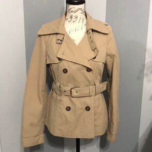 Short Tan Trench Coat with Belt